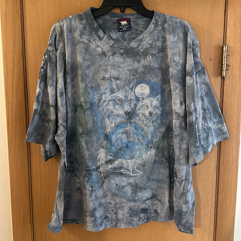 Polar Graphics USA Wolves Nature Dream Catcher Short Sleeve Tee Blue Size XXL